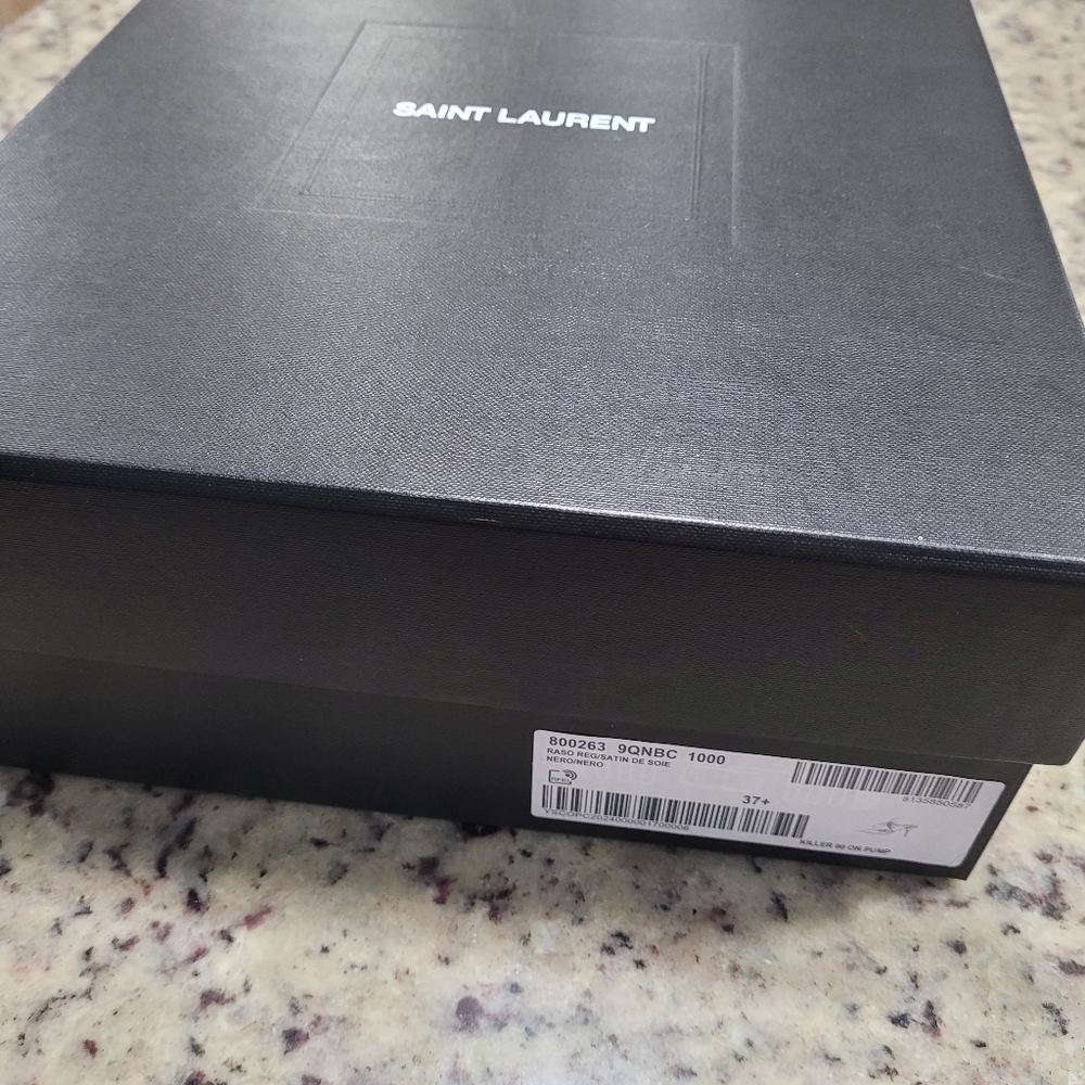 Saint Laurent Black Killer 90 On Pump Satin Ysl Shoe Size 37.5 - Picture 9 of 11